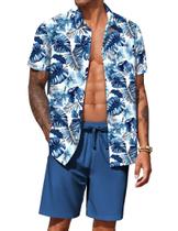 Conjunto correspondente: camisa e shorts havaianos masculinos COOFANDY Conjunto correspondente: camisa e shorts havaianos masculinos COOFANDY