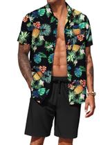 Conjunto correspondente: camisa e shorts havaianos masculinos COOFANDY Conjunto correspondente: camisa e shorts havaianos masculinos COOFANDY
