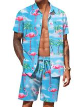Conjunto correspondente: camisa e shorts havaianos masculinos COOFANDY Conjunto correspondente: camisa e shorts havaianos masculinos COOFANDY