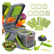 Conjunto Cortador e Ralador de Vegetais Fatiar Legumes Cebola Alho Com 22 Peças