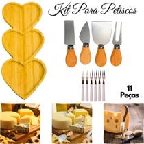 Conjunto Cortar Servir Petiscos Petisqueira Garfo Faca Espátula Pegadores Kit 11 Peças - DTPL