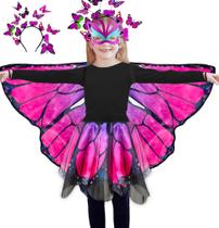 Conjunto Costume D.Q.Z Elegant Rose Butterfly Wings para meninas de 3 a 8 anos