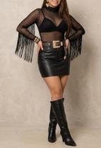 Conjunto Country 3 Peças Body Franja Tule Saia material sintético Cropped Rodeio Conjunto Country 3 Peças Body Franja Tule Saia material sintético Cropped Rodeio