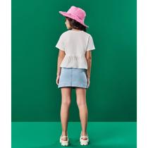 Conjunto CowGirl Blusa Meia Malha e Tricoline e Saia Jeans Beli.me