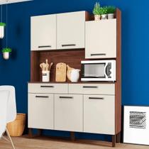 Conjunto Cozinha 6 portas e gavetas Modena Nogueira / Off White
