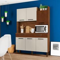 Conjunto Cozinha 6 portas e gavetas torino Nogueira / Ripado / Off White Conjunto Cozinha 6 portas e gavetas torino Nogueira / Ripado / Off White