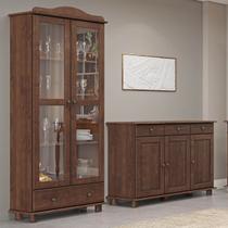 Conjunto Cozinha: Armário Vitrine 2 Portas 1 Gavetas Balcão 3 Portas 3 Gavetas Café Rubi Madeira Pinus - Finestra Conjunto Cozinha: Armário Vitrine 2 Portas 1 Gavetas Balcão 3 Portas 3 Gavetas Café Rubi Madeira Pinus - Finestra