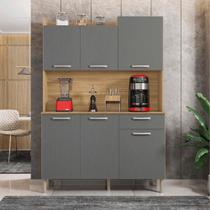 Conjunto Cozinha c/ portas e gavetas verona Freijó / Gris
