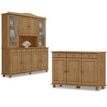 Conjunto Cozinha: Cristaleira 8 Portas 4 Gavetas e Balcão 3 Portas 3 Gavetas Rubi Freijó Madeira Pinus - Finestra Conjunto Cozinha: Cristaleira 8 Portas 4 Gavetas e Balcão 3 Portas 3 Gavetas Rubi Freijó Madeira Pinus - Finestra