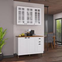 Conjunto Cozinha Modulada 2 Peças Bari em MDF com Vidro Branco Conjunto Cozinha Modulada 2 Peças Bari em MDF com Vidro Branco