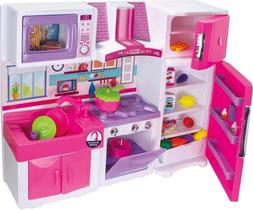 Conjunto Cozinha Rosa: Fogão, Geladeira, Pia, Micro-Ondas