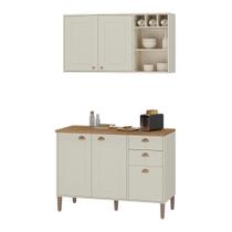 Conjunto Cozinha Tunísia 120cm 5 Portas com Aéreo e Balcão