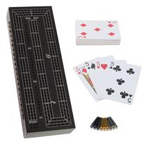 Conjunto Cribbage WE Games de madeira para 3 jogadores com pinos e cartões de fácil aderência