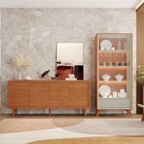 Conjunto Cristaleira 2 Portas de Vidro com Buffet 4 Portas Delux 100% MDF Prime