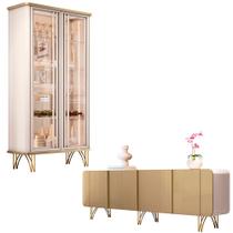 Conjunto Cristaleira Buffet LED Portas de Vidro Texas/Virginia Off White/Champagne G26 - Gran Belo Conjunto Cristaleira Buffet LED Portas de Vidro Texas/Virginia Off White/Champagne G26 - Gran Belo