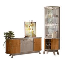 Conjunto Cristaleira e Buffet Hamilton Fendi Naturale - Mais de Casa