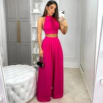 conjunto croped com calca na cor rose conjunto croped com calca na cor rose