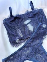 Conjunto Croped e Calcinha Sem Bojo Com Aro Renda - Cod 0632