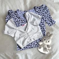 Conjunto croped forrado com blusa manga bufante, leve e esticavel. Conjunto croped forrado com blusa manga bufante, leve e esticavel.
