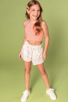 Conjunto Cropped Alça Shorts Off White Vic&Vicky