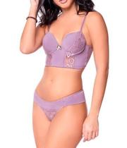 Conjunto Cropped Amare Lingerie 381 Com Renda