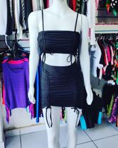Conjunto cropped black + saia de amarração Conjunto cropped black + saia de amarração