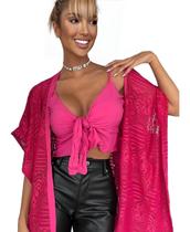 Conjunto Cropped Bojo Kimono Estampado Viscose Feminino Conjunto Cropped Bojo Kimono Estampado Viscose Feminino