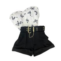 Conjunto Cropped Bojo sem alça + Short Cinto 0546 Conjunto Cropped Bojo sem alça + Short Cinto 0546