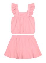 Conjunto Cropped Brandili 36255 Infantil Shorts Saia Algodão T. 01/03
