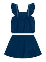 Conjunto Cropped Brandili 36255 Infantil Shorts Saia Algodão T. 01/03