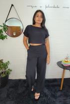 Conjunto CROPPED Calça Pantalona Preto Conjunto CROPPED Calça Pantalona Preto