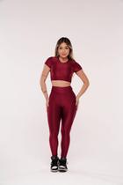 Conjunto Cropped Canelado Gloss Feminino Fitness Academia Conjunto Cropped Canelado Gloss Feminino Fitness Academia