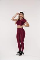 Conjunto Cropped Canelado Gloss Feminino Fitness Academia