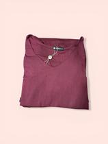 Conjunto cropped decote v manga longa e calca pantalona cor:vinhotamanho:gg