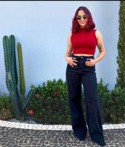 Conjunto cropped e calça feminina