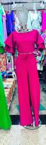 Conjunto cropped e calça rosa pink