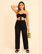 Conjunto Cropped E Calça Saída De Praia Verão Tricot R096 Conjunto Cropped E Calça Saída De Praia Verão Tricot R096