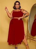 Conjunto cropped e saia envelope plus size Conjunto cropped e saia envelope plus size