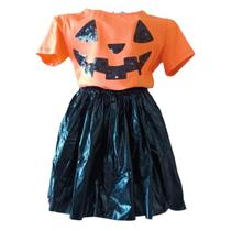 Conjunto Cropped e Saia Infantil Juvenil Moda Casual Verão Fantasia Halloween Temático Abóbora e Fantasma Conjunto Cropped e Saia Infantil Juvenil Moda Casual Verão Fantasia Halloween Temático Abóbora e Fantasma