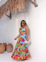 Conjunto cropped e saia longa 3 marias estampado cod1996