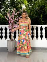 Conjunto cropped e saia longa 3 marias estampado cod1996