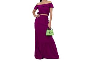 Conjunto cropped e saia longa