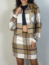 Conjunto cropped e saia xadrez em lã REF1836 Conjunto cropped e saia xadrez em lã REF1836
