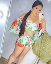 Conjunto cropped e short estampado