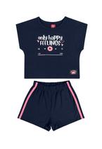 Conjunto Cropped e Short Menina Infantil Bee Loop