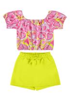Conjunto Cropped e Short-Saia Infantil Guloseima