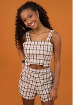 Conjunto Cropped e Shorts Xadrez Conforto Collie Conjunto Cropped e Shorts Xadrez Conforto Collie