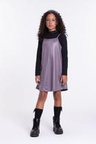 Conjunto Cropped e Vestido Infantil Chumbo
