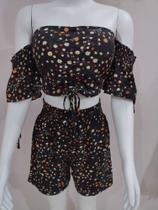 Conjunto Cropped Estampo Tamanho Único tecido viscolinho