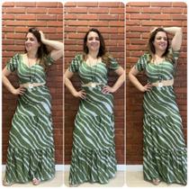 Conjunto Cropped Frente Única e Saia Longa Tecido Supplex não amassa Confortável e Elegante Maya